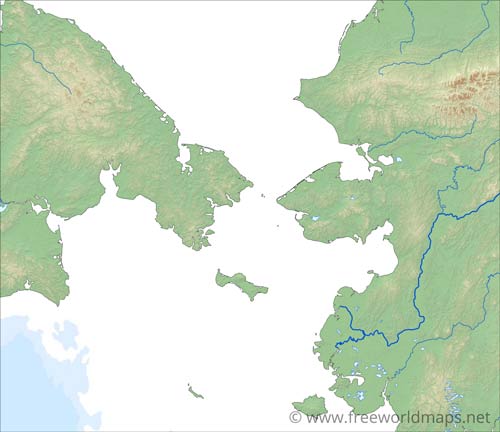 Bering Strait blank relief map