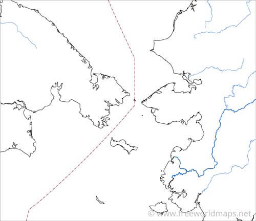 Bering Strait printable outline map