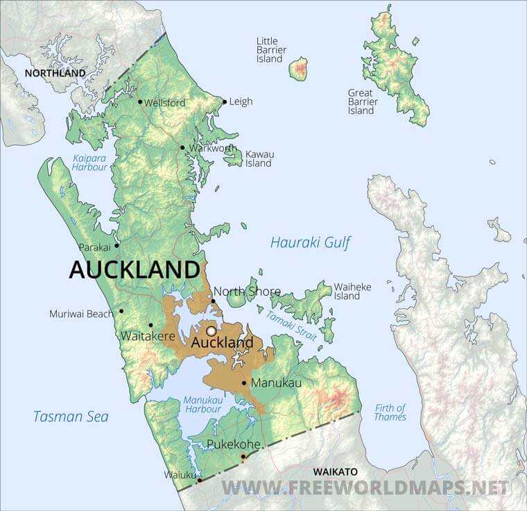 Auckland Region map, NZ