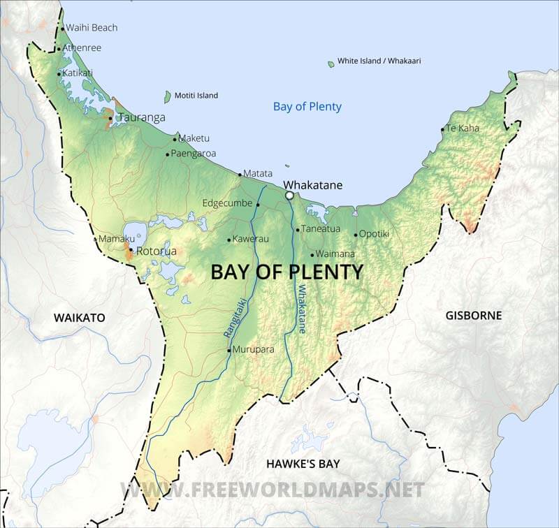 Bay of Plenty map, NZ