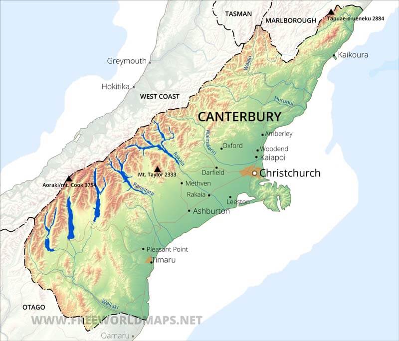 Canterbury map, NZ
