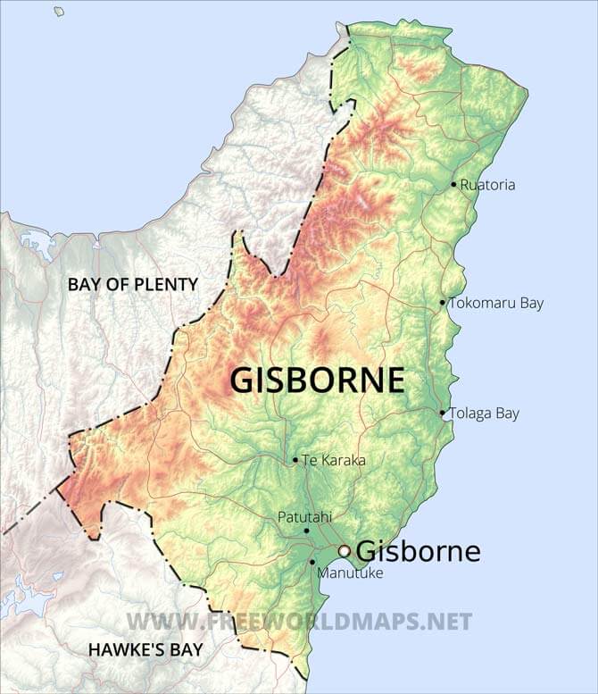 Gisborne District map, NZ