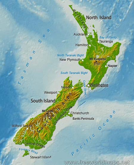 New Zealand geography map