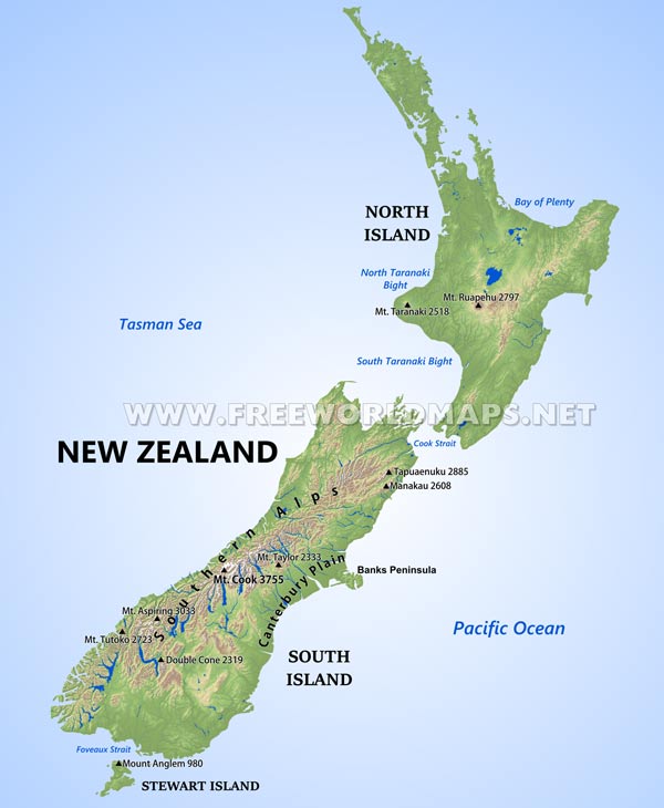 New Zealand Physical Map