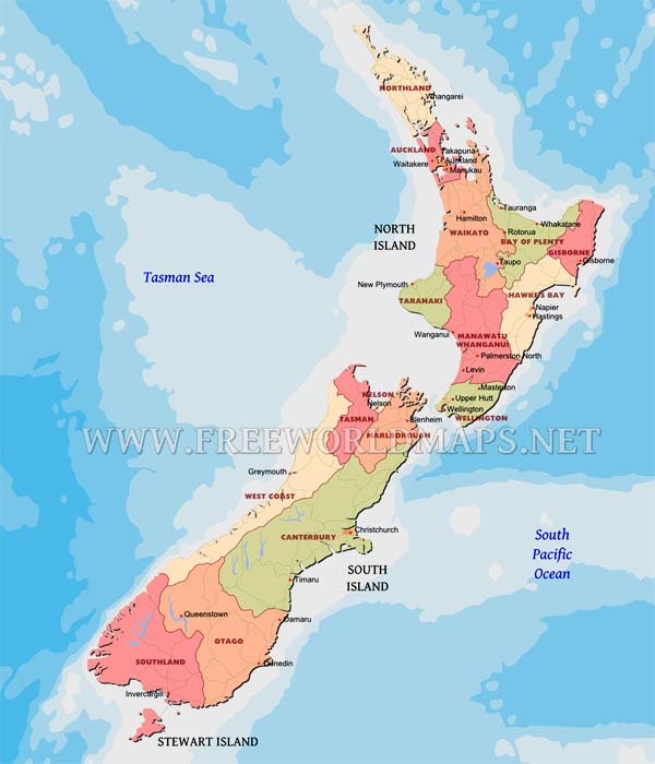 New Zealand Political Map New Zealand Political Map