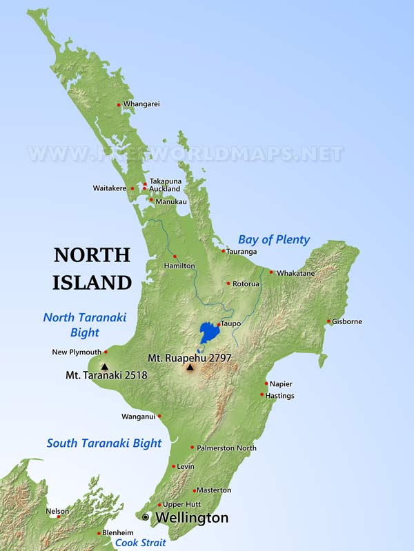 New Zealand North Island map New Zealand North Island map