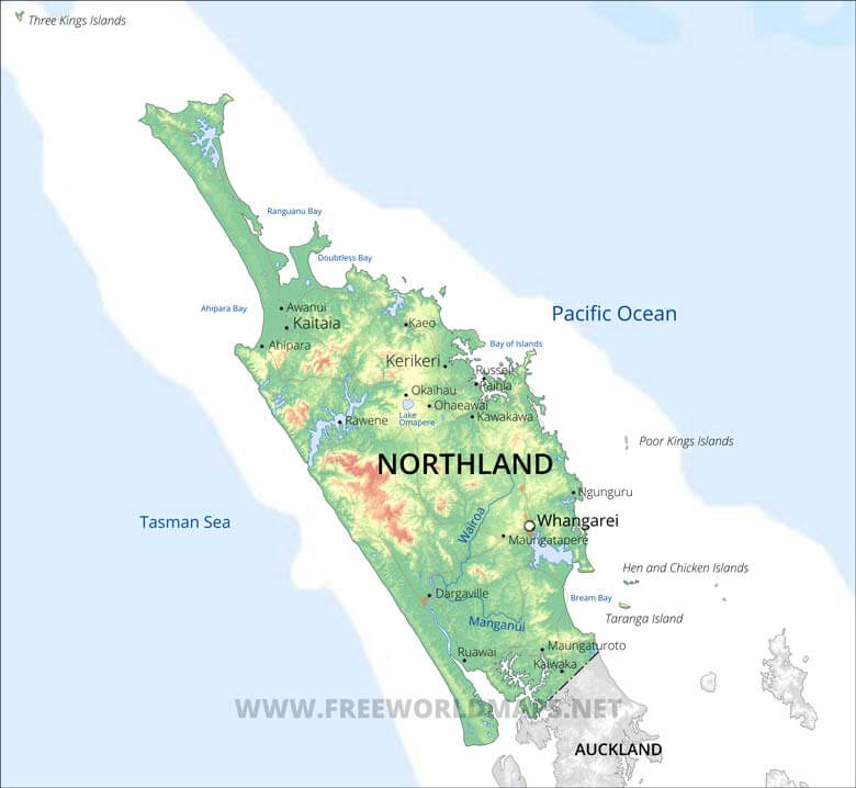Northland Region map, NZ
