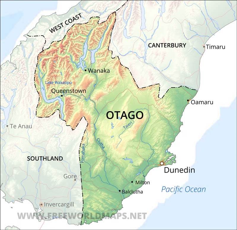 Otago map, NZ Otago map, NZ