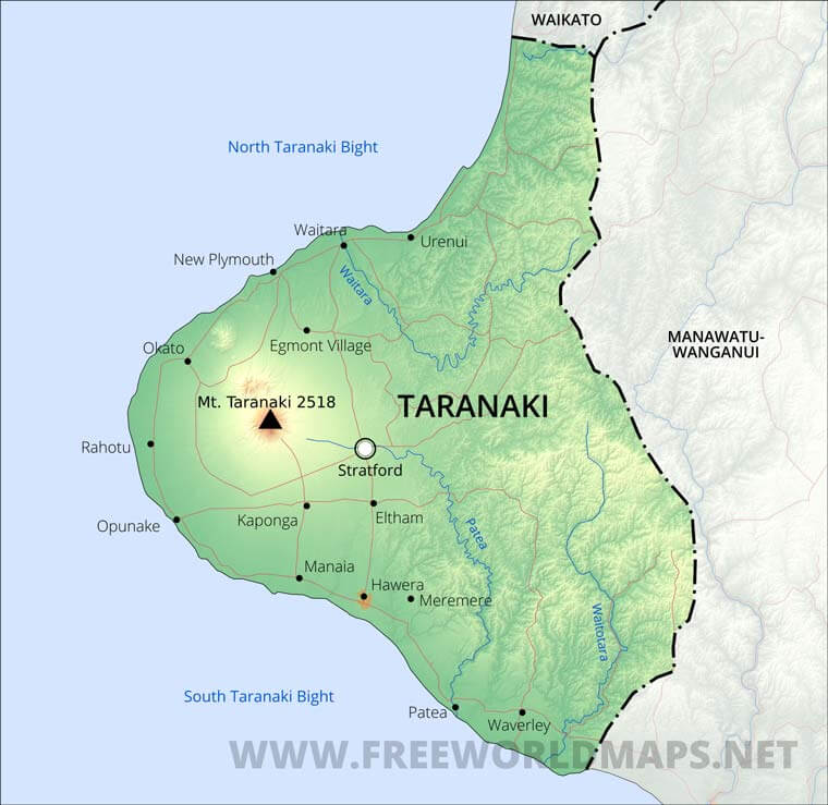 Taranaki map, NZ