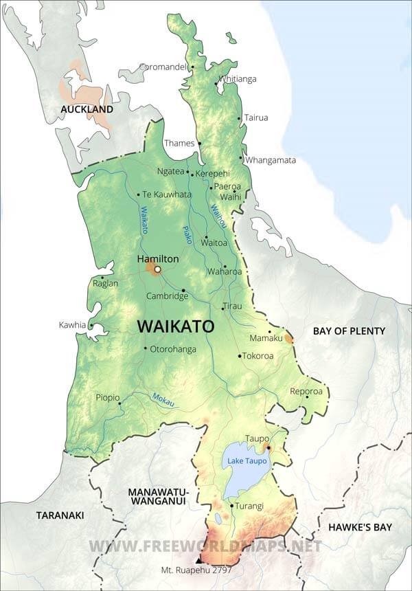 Waikato map, NZ
