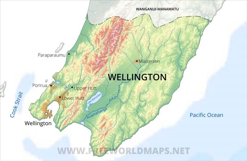 Wellington Region map, NZ