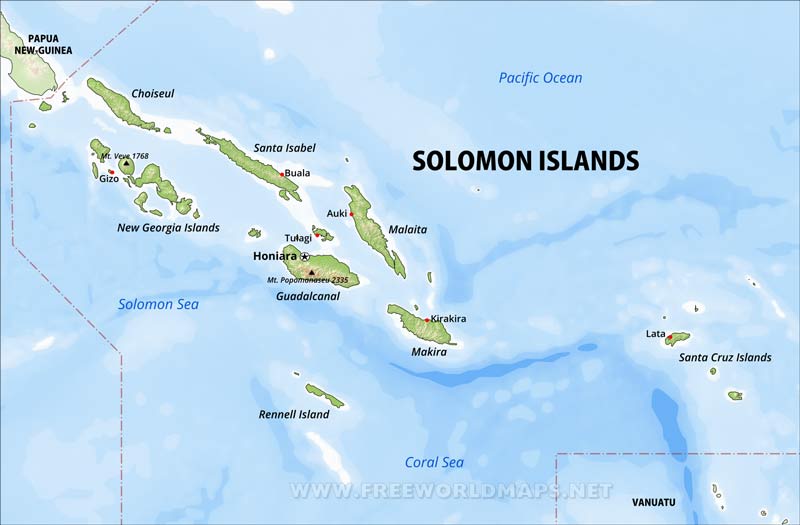 Solomon Islands Physical Map