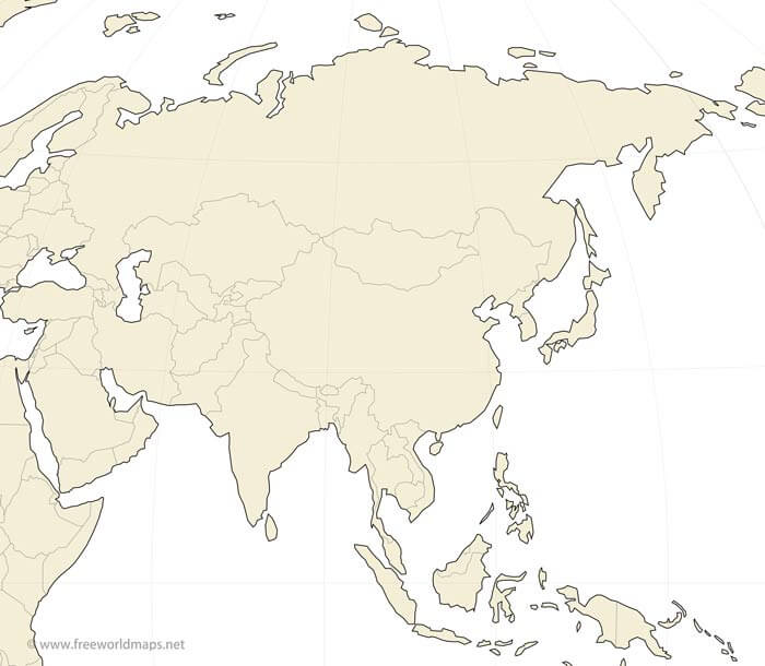 printable Asia map, with country borders