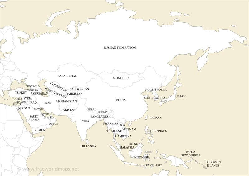 Asia HD printable map