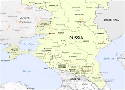 Southern Russia political map
