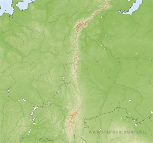Ural Mountains HD blank map Ural Mountains HD blank map