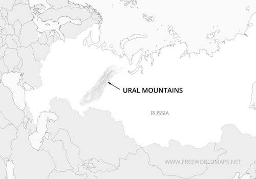 Ural Mountains location on the Russia map Ural Mountains location on the Russia map
