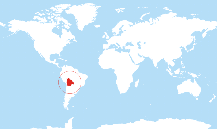 World map Bolivia highlighted
