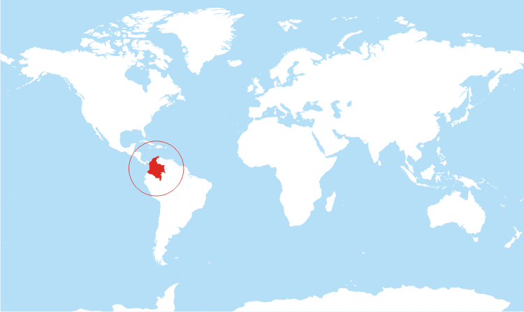 World map Colombia highlighted
