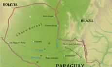 Physical map of Paraguay
