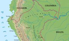Physical map of Peru