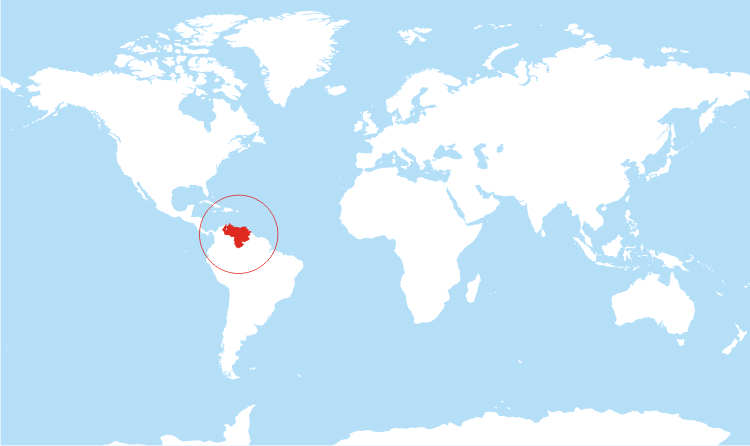 World map Venezuela highlighted