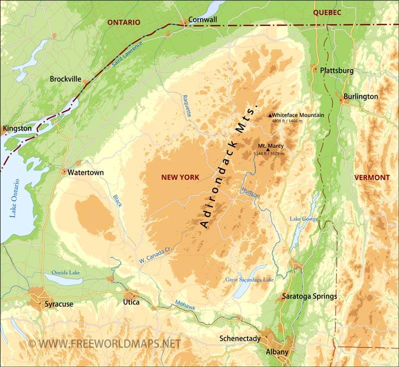 Adirondack Mountains map