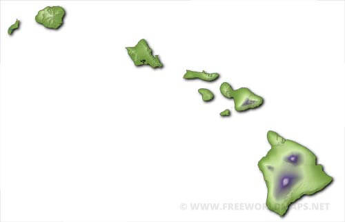 Hawaii relief HD blank map
