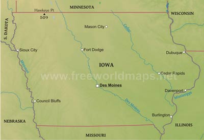 Iowa physical map