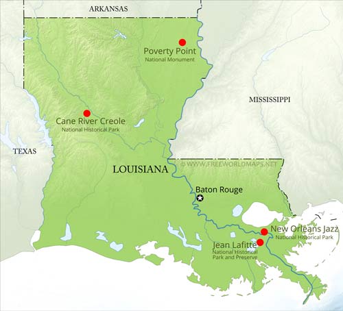 Louisiana National Parks, National monuments