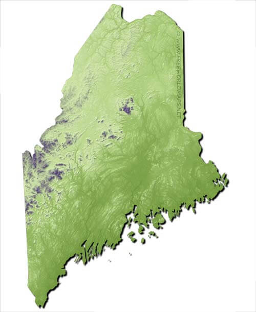 Maine relief HD blank map