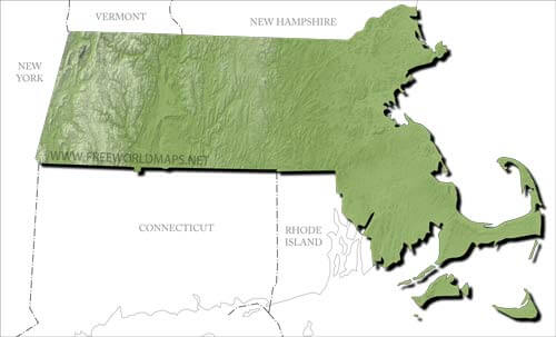Massachusetts relief HD blank map