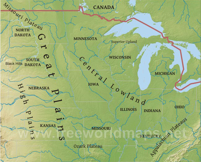 Midwest Physical Map Midwest Physical Map