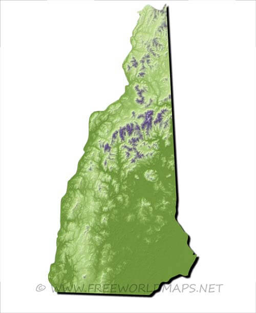 New Hampshire relief HD blank map