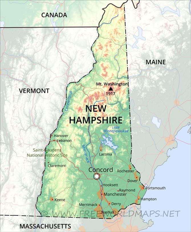 New Hampshire map