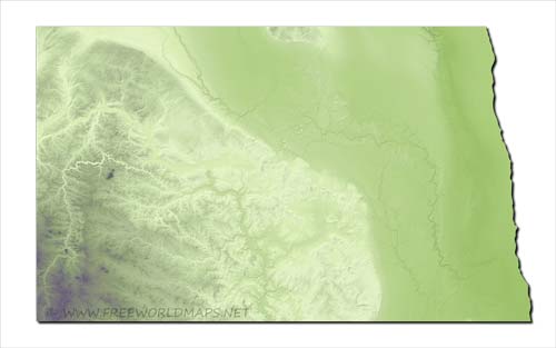 North Dakota relief HD blank map