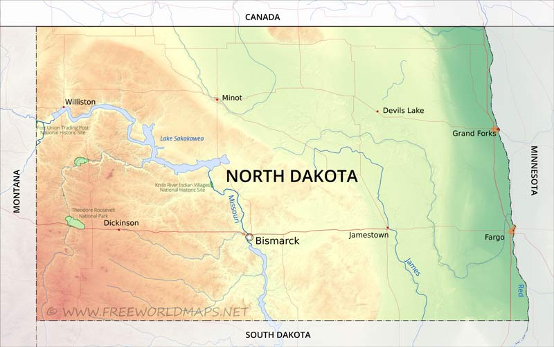 North Dakota map