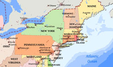 Northeastern US detailed map
