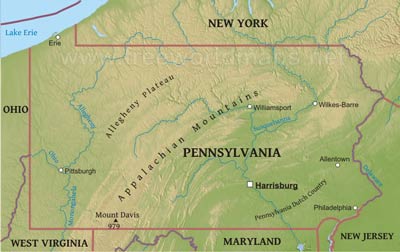 Pennsylvania physical map