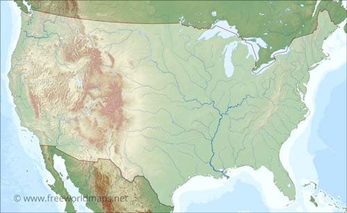 US river unlabeled map