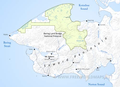 Bering Land Bridge National Preserve map