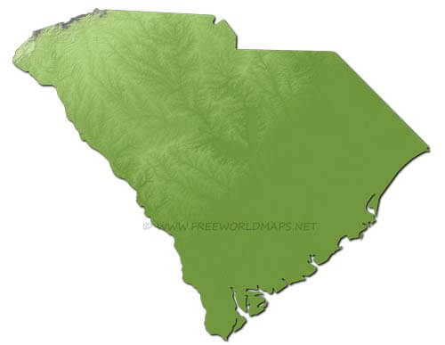 South Carolina relief HD blank map