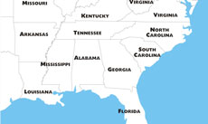 Southeastern US states