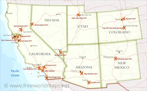Southwestern US major airports