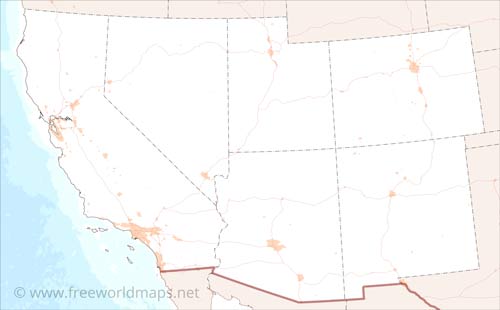 Southwestern US blank map