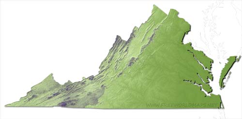 Virginia relief HD blank map