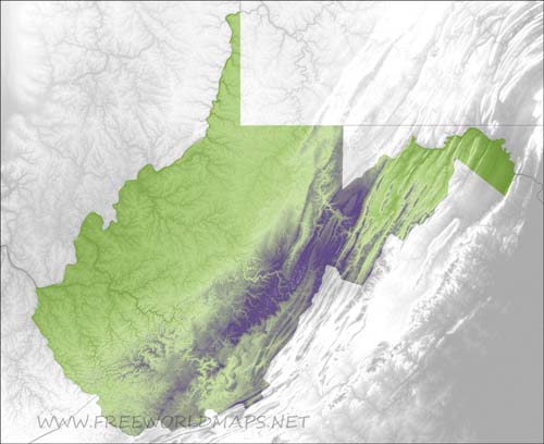 West Virginia relief HD blank map