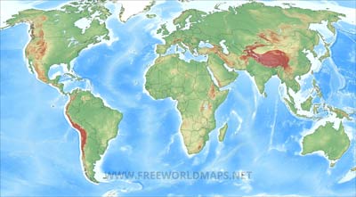 Physical world map
